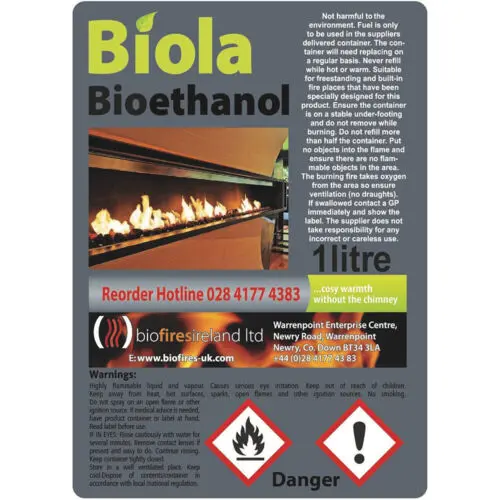 96L Biola Premium Bioethanol Fuel. High-Volume, Clean-Burning Fireplace Fuel